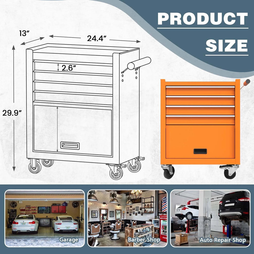 24-In Steel 4-Drawer Rolling Tool Chest H96454