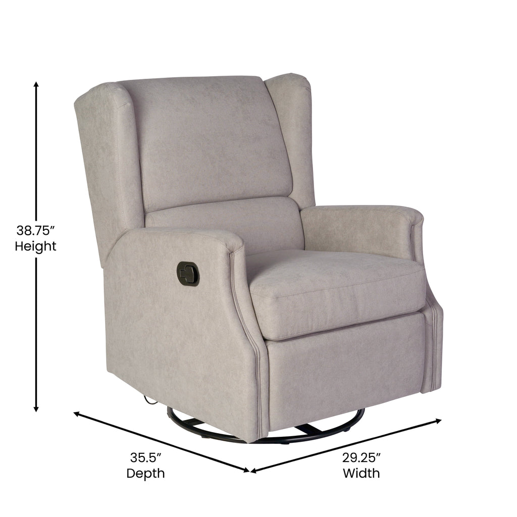 Light Gray Swivel Glider Rocker Recliner Chair Q35022