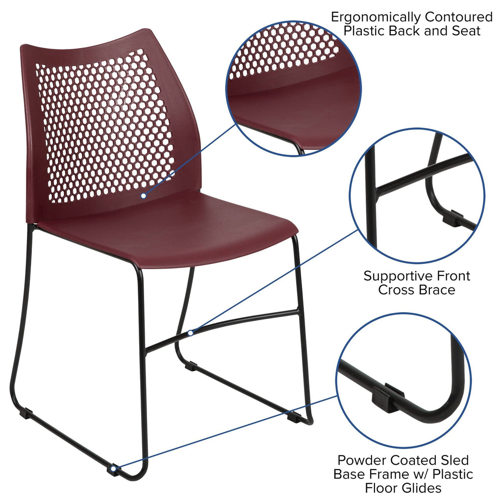 Burgundy Stack Chair with Air-Vent Back T554