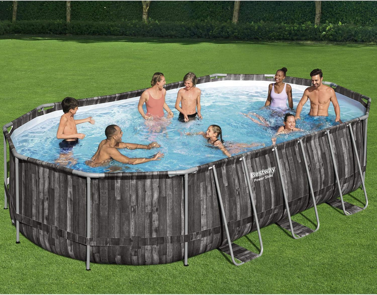 20 x 12 x 4 Foot Oval Above Ground Swimming Pool Set T7804