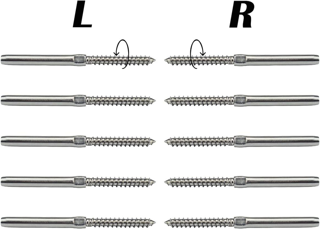 1/8 Swage Lag Screws Left & Right Cable Railing Hardware Kit T316 Stainless Steel 5 Pairs F9577