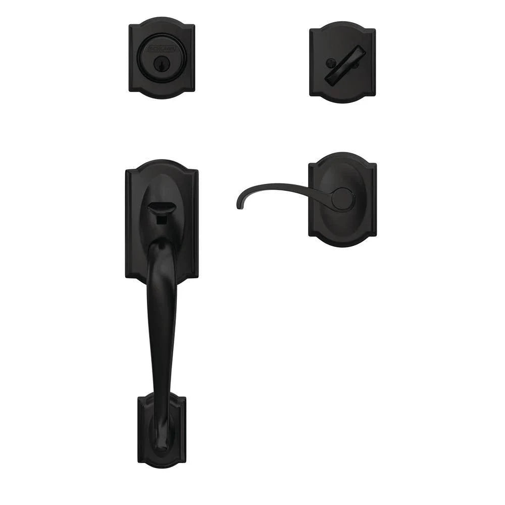 Matte Black Single Cylinder Door Handleset with Door Lever L5549