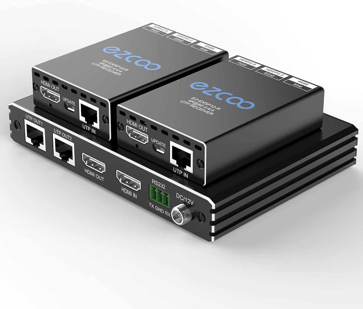 HDMI 2.0 Extender Splitter 4K 60Hz HDR 165ft with 2 Loopouts EDID IR PoE RS232 F6324