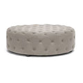 Beige Linen Tufted Ottoman E8650