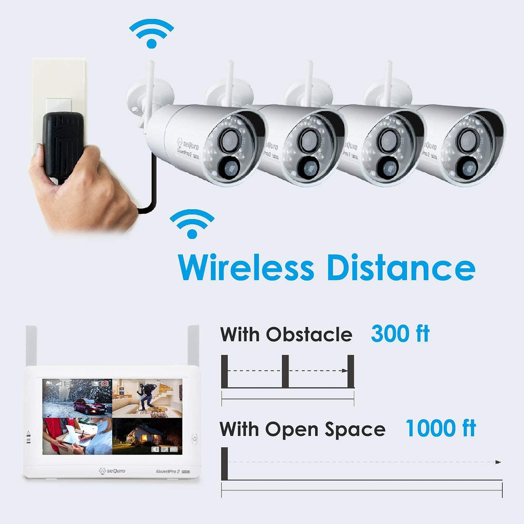 Wireless Security Camera System with Monitor, 1080P Night Vision Y445
