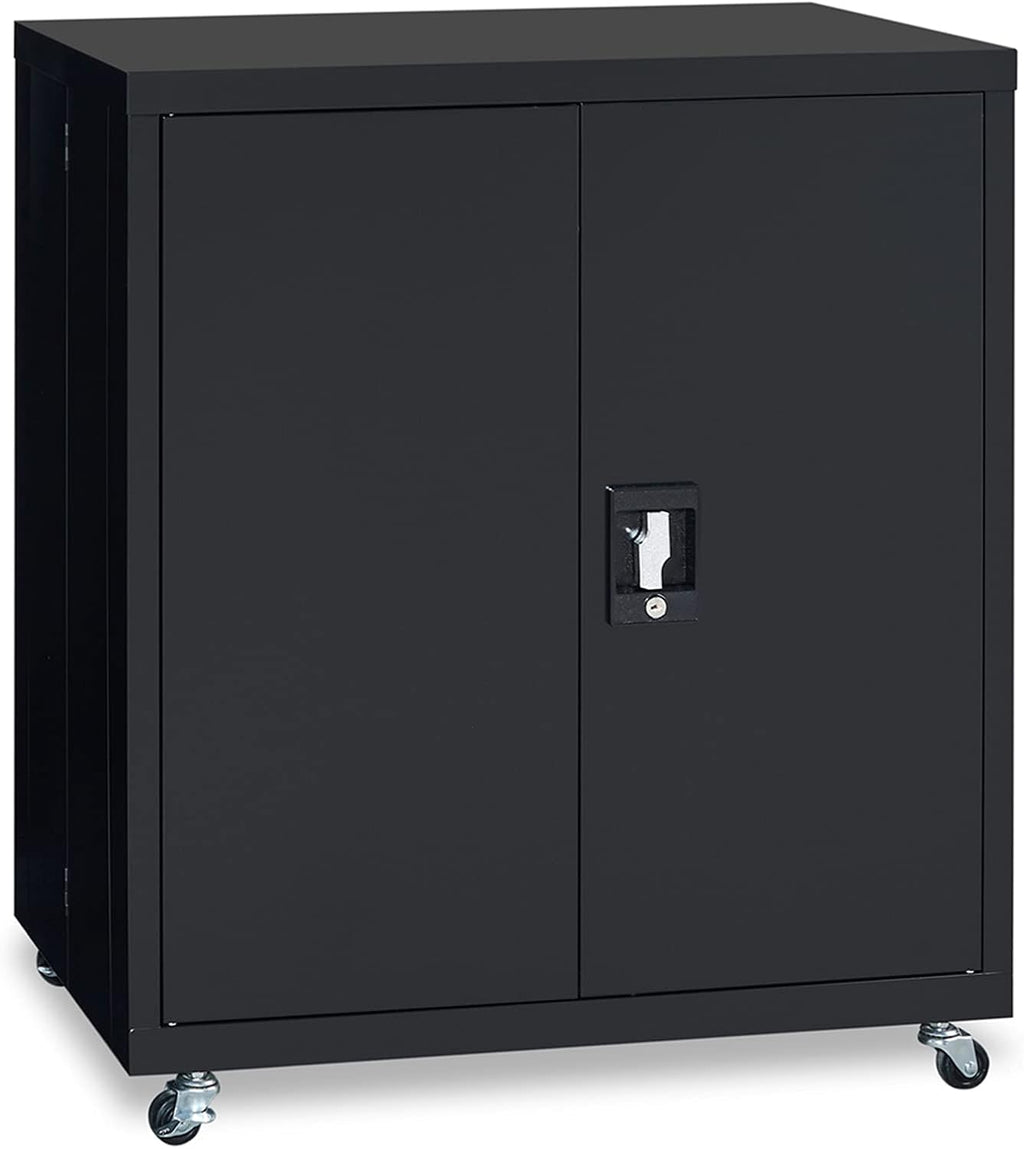 Black Metal Locking Cabinet with Wheels V563857