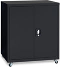 Black Metal Locking Cabinet with Wheels V563857