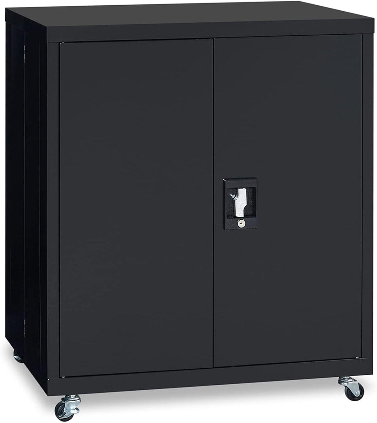 Black Metal Locking Cabinet with Wheels V563857
