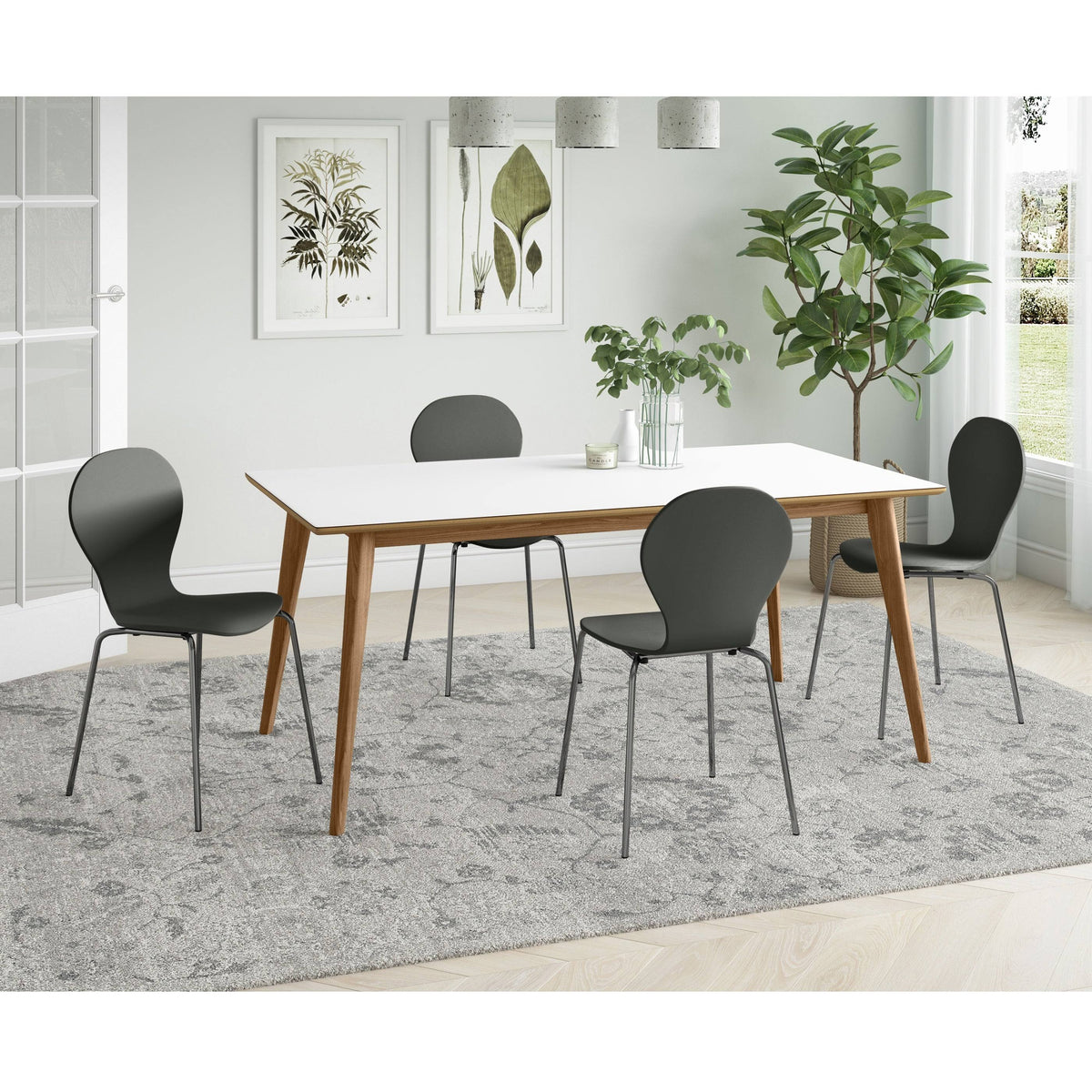 Mid Century Modern Armless Dining Chair Set of 4 Natural S251362