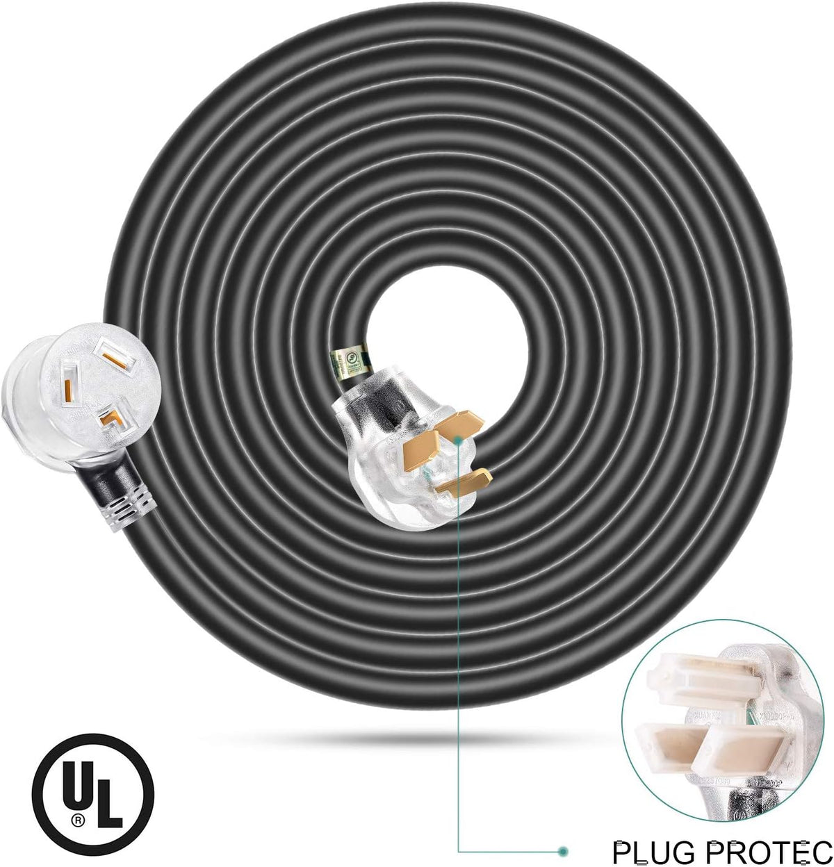 30 Amp Dryer Extension Cord 3 Prong 25 Feet Pack of 2 D2662
