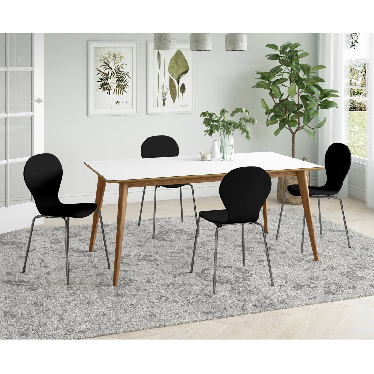 Mid Century Modern Armless Dining Chair Set of 4 Natural S251362