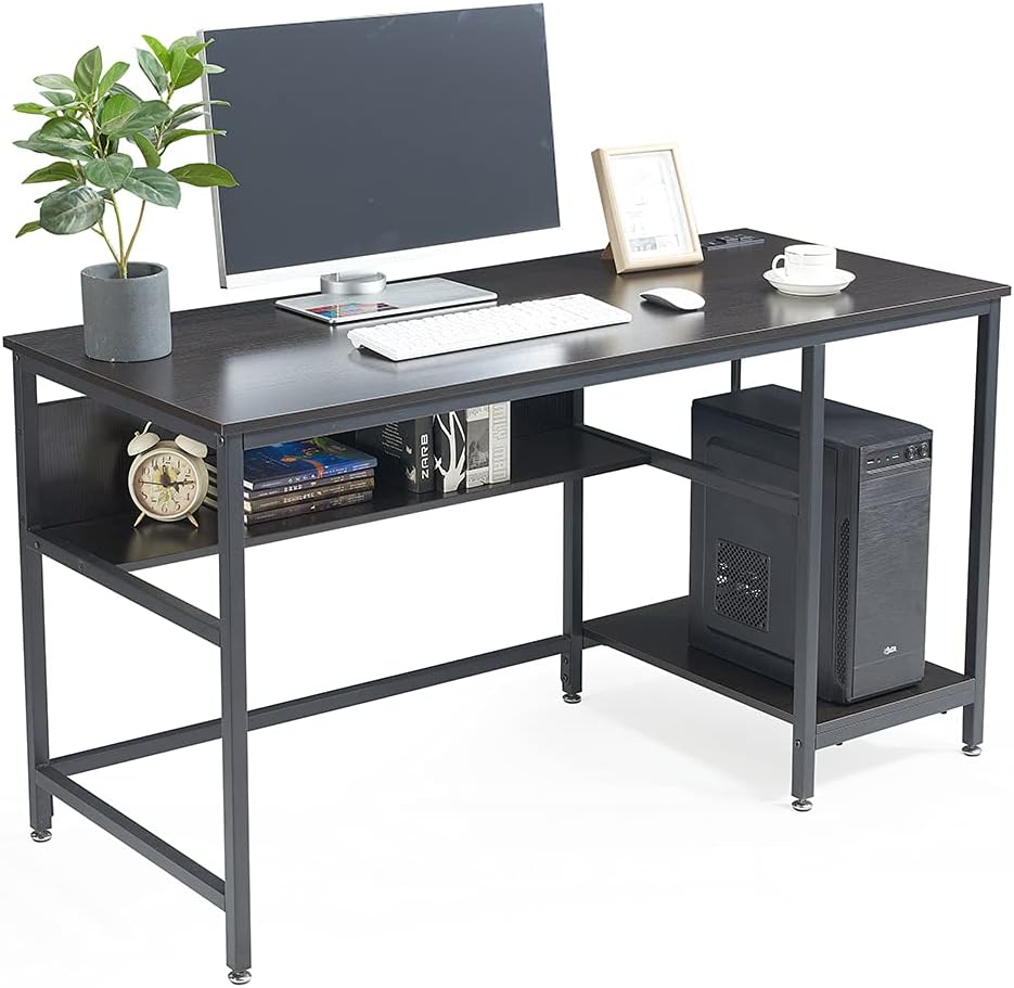 Black 47 Inch Computer Desk with Storage Shelves M30470