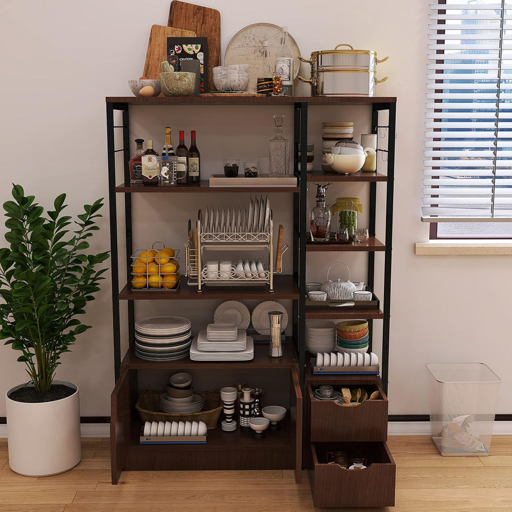 5-Tier Kitchen Baker's Rack with Hutch and Storage Cabinet E8700