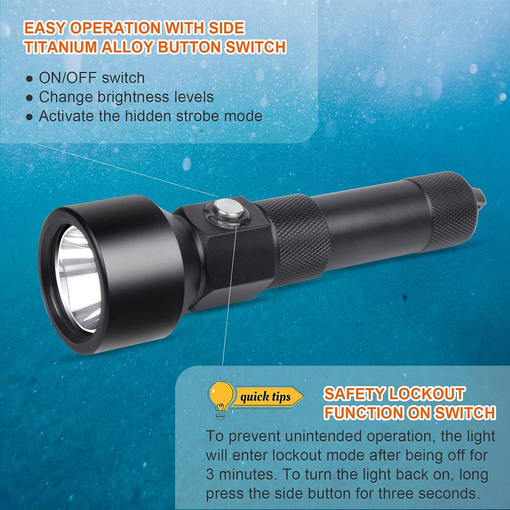 1300 Lumens IPX-8 Waterproof Dive Light M232