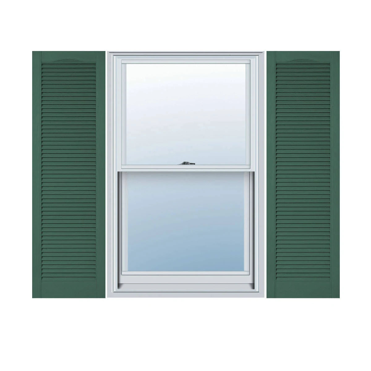 Vinyl Cathedral Top Open Louver Shutters E578