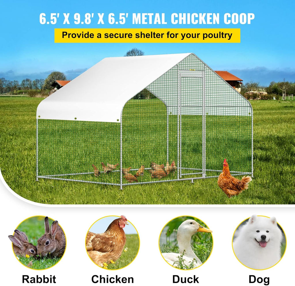 Large Metal Walk-in Chicken Coop with Waterproof Cover D875