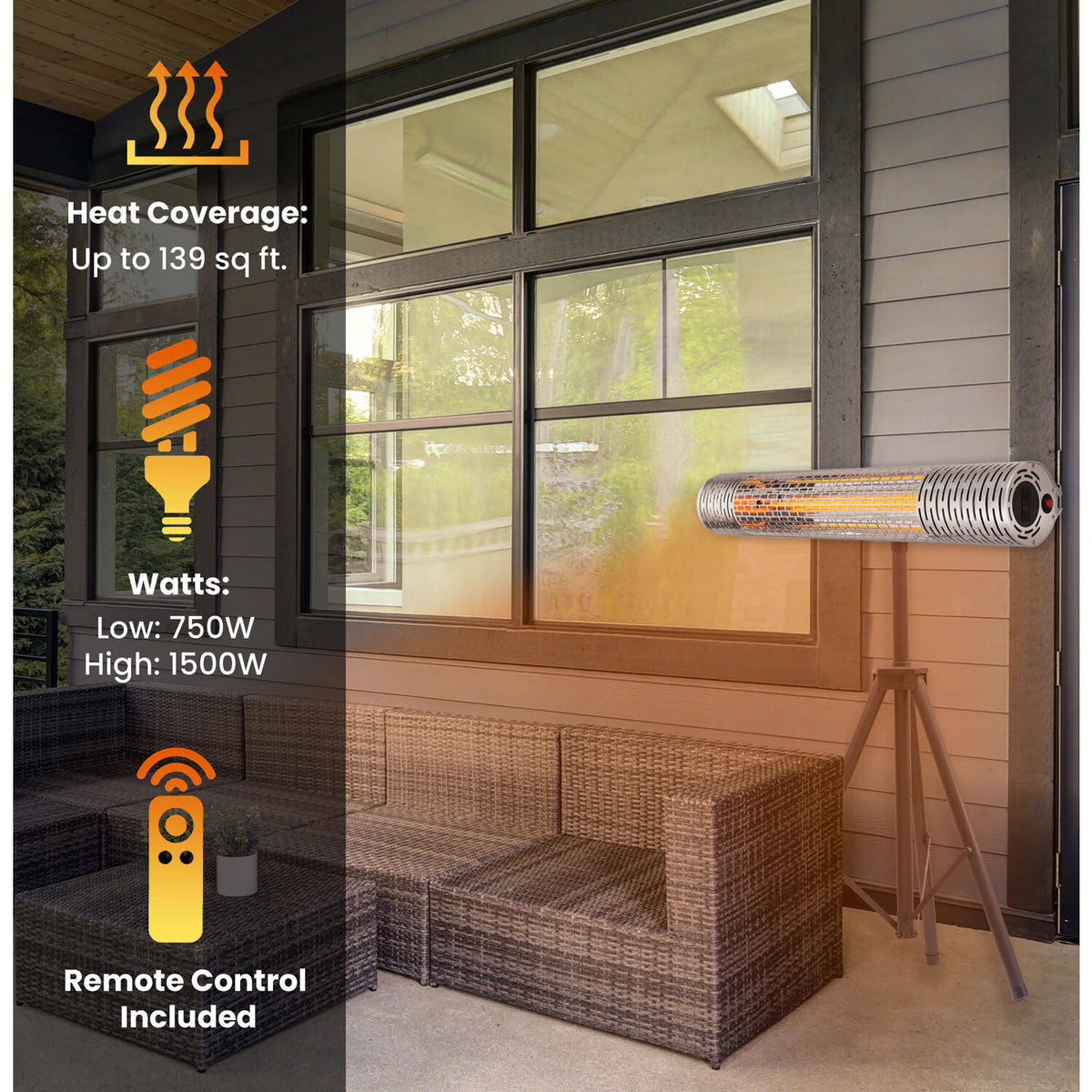 Electric Infrared Heat Lamp with Remote Control and Tripod Stand I820078