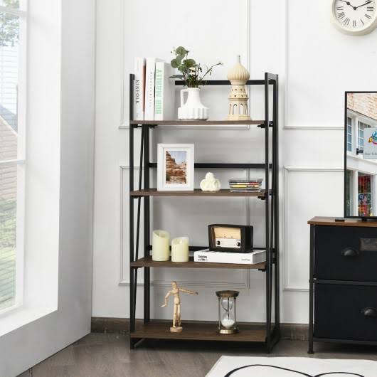 4-Tier Folding Industrial Bookshelf X6115