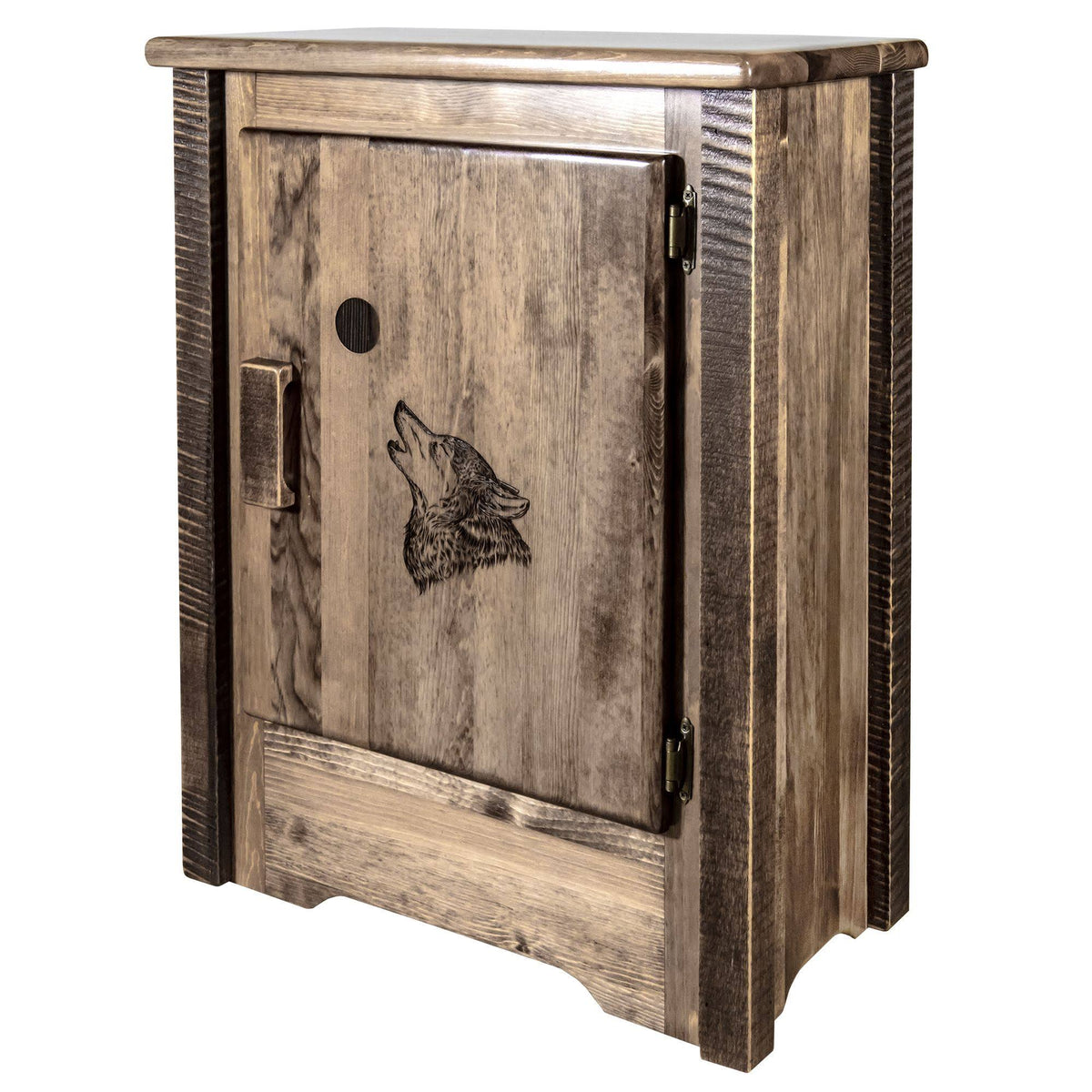 Accent Cabinet with Laser Engraved Wolf Design V3183