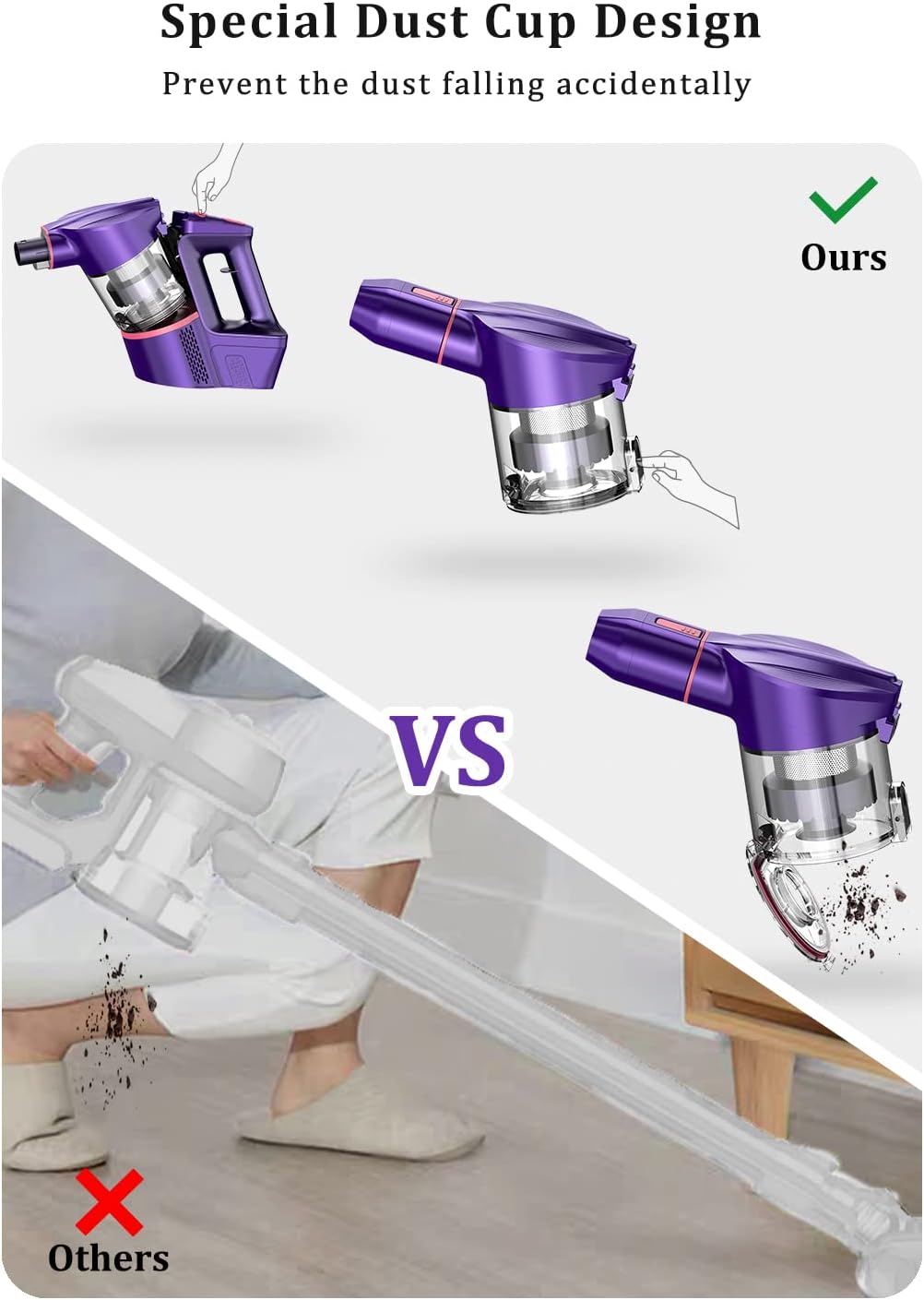 Cordless Stick Vacuum Cleaner with Detachable Battery I792