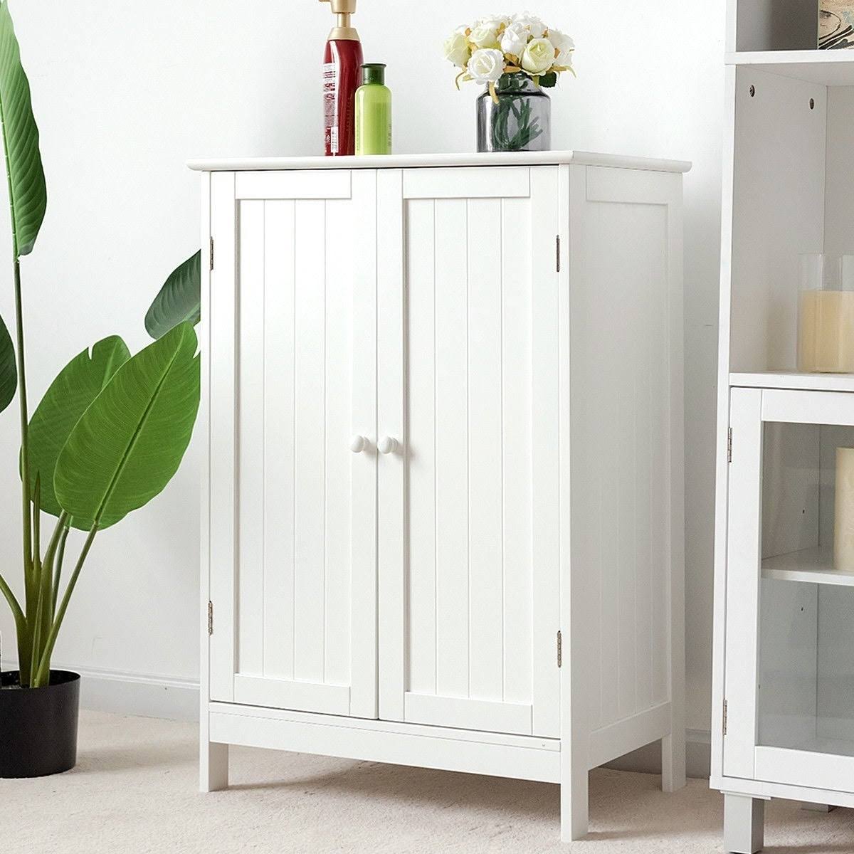 Gray Double Door Bathroom Floor Cabinet U904599