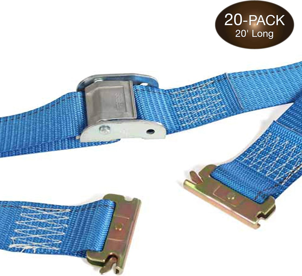 2 x 20' E-Track Cam Straps Blue Polyester Tie-Downs G283