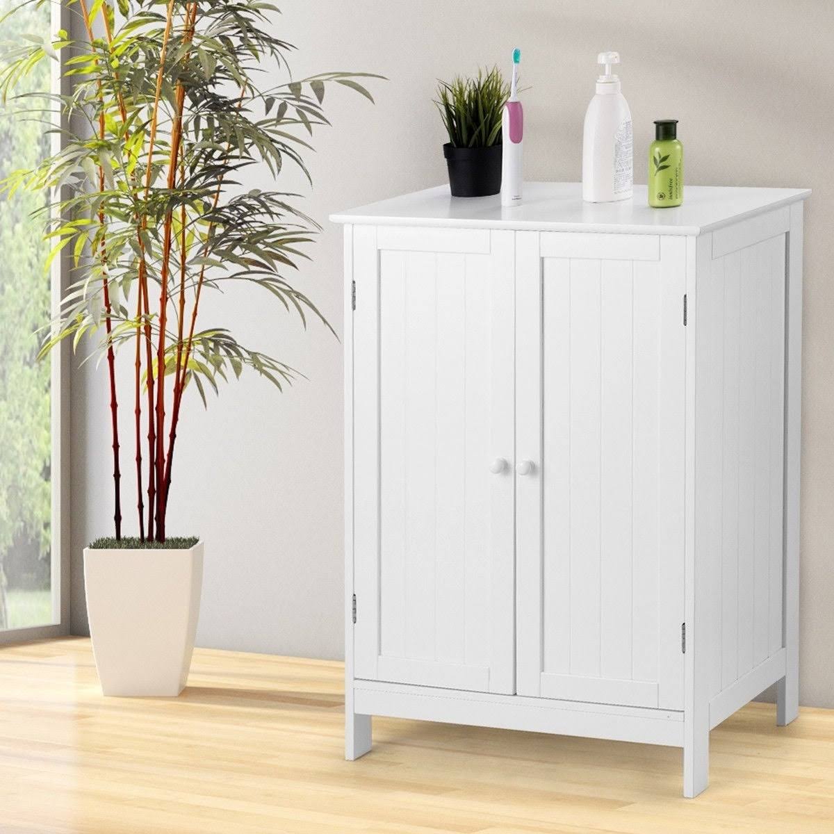 Gray Double Door Bathroom Floor Cabinet U904599