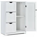 White Wooden Bathroom Floor Cabinet with 1 Cupboard and 3 Drawers S89190