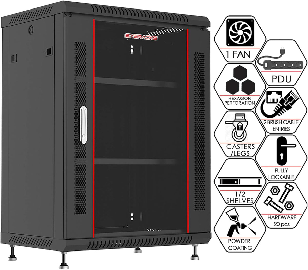 15U Locking Wall Mount Server Rack D666