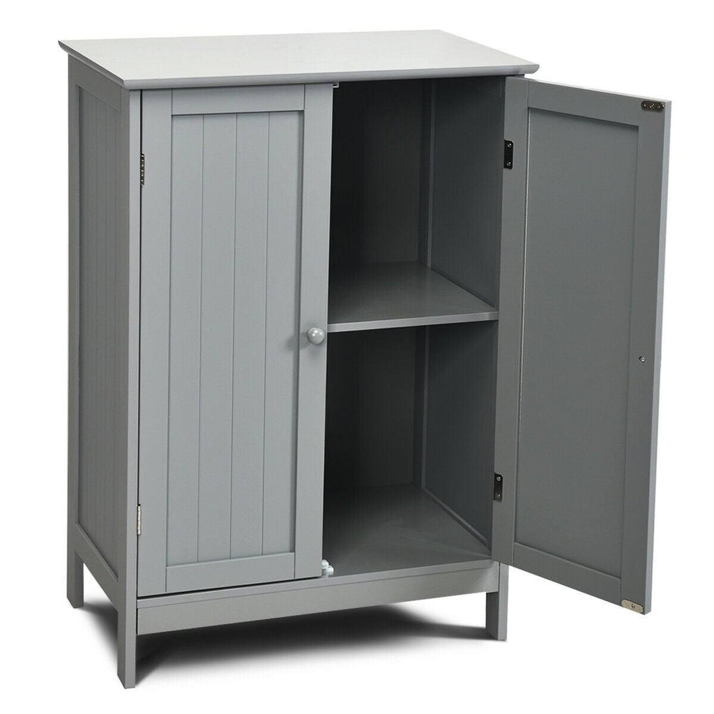 Gray Double Door Bathroom Floor Cabinet U904599