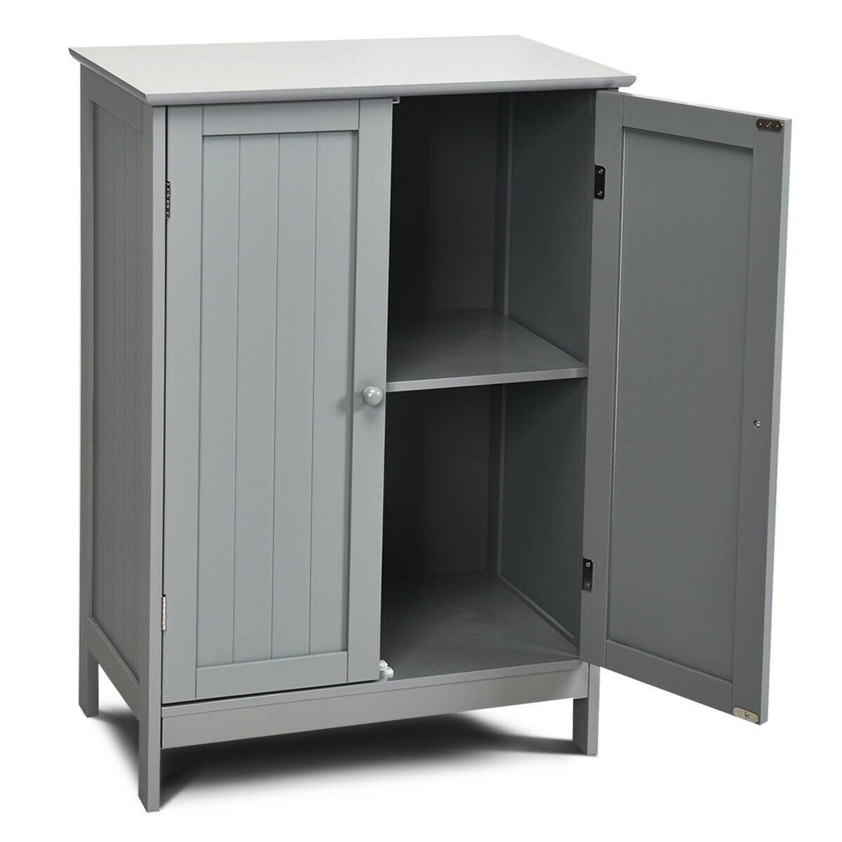 Gray Double Door Bathroom Floor Cabinet U904599