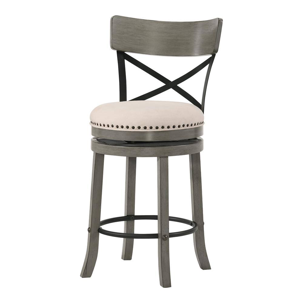 Light Grey and Black Wood Counter Height Bar Stool Set of 2 C126710