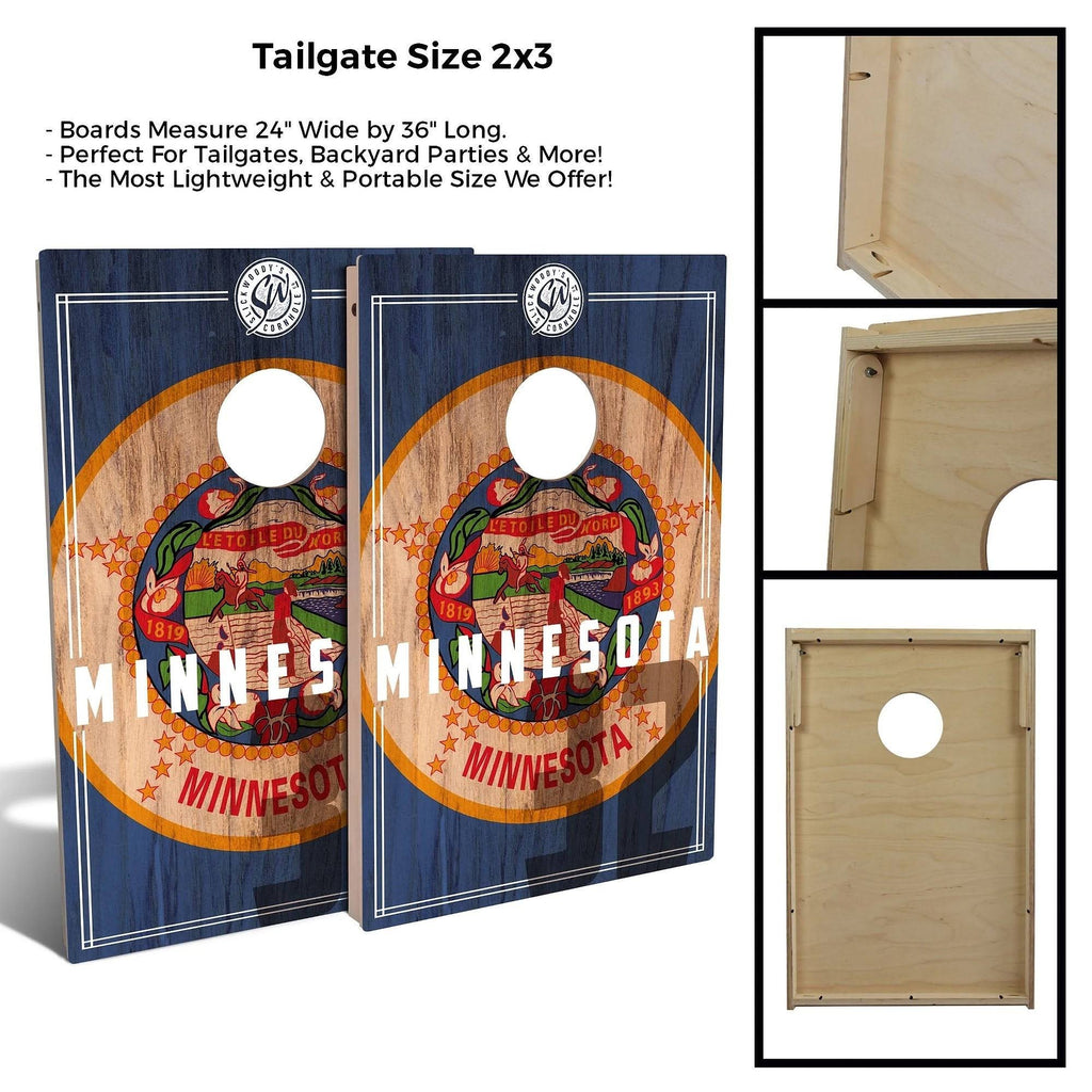 Minnesota State Flag Cornhole Board Set with Carrying Case X5520