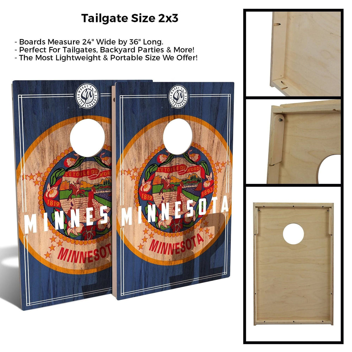 Minnesota State Flag Cornhole Board Set with Carrying Case X5520