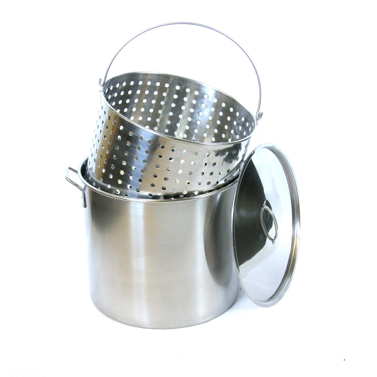 80-Quart Stainless Steel Stock Pot with Steamer Basket and Lid U7760