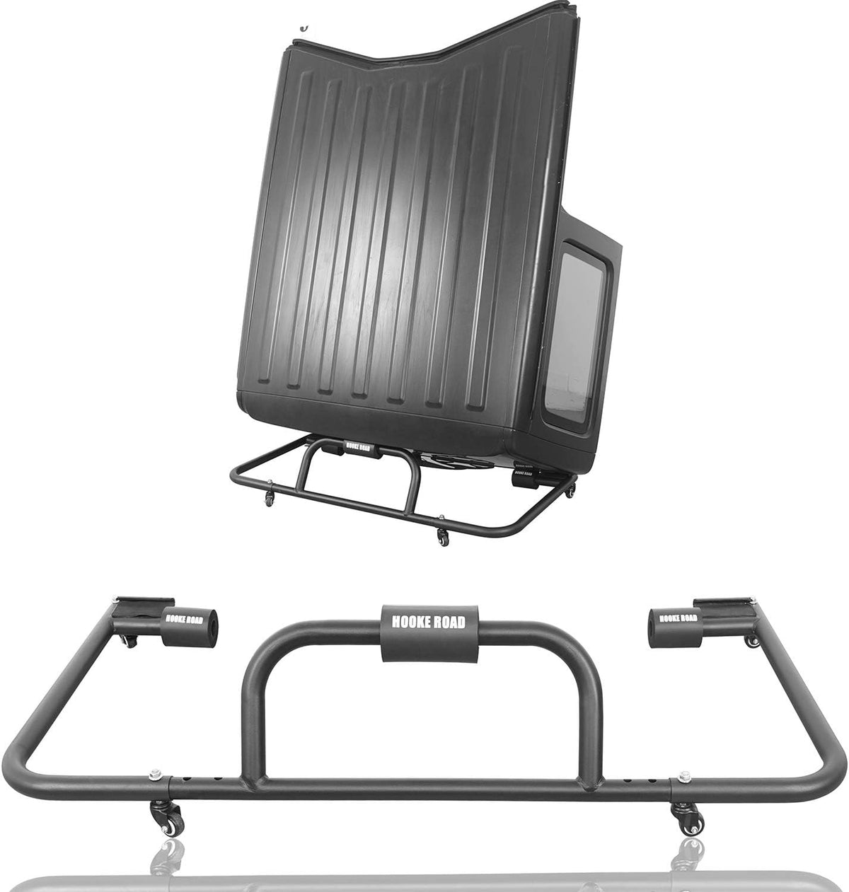 Hard Top Storage Rack Black Steel Sliding Cart with Wheels Z704