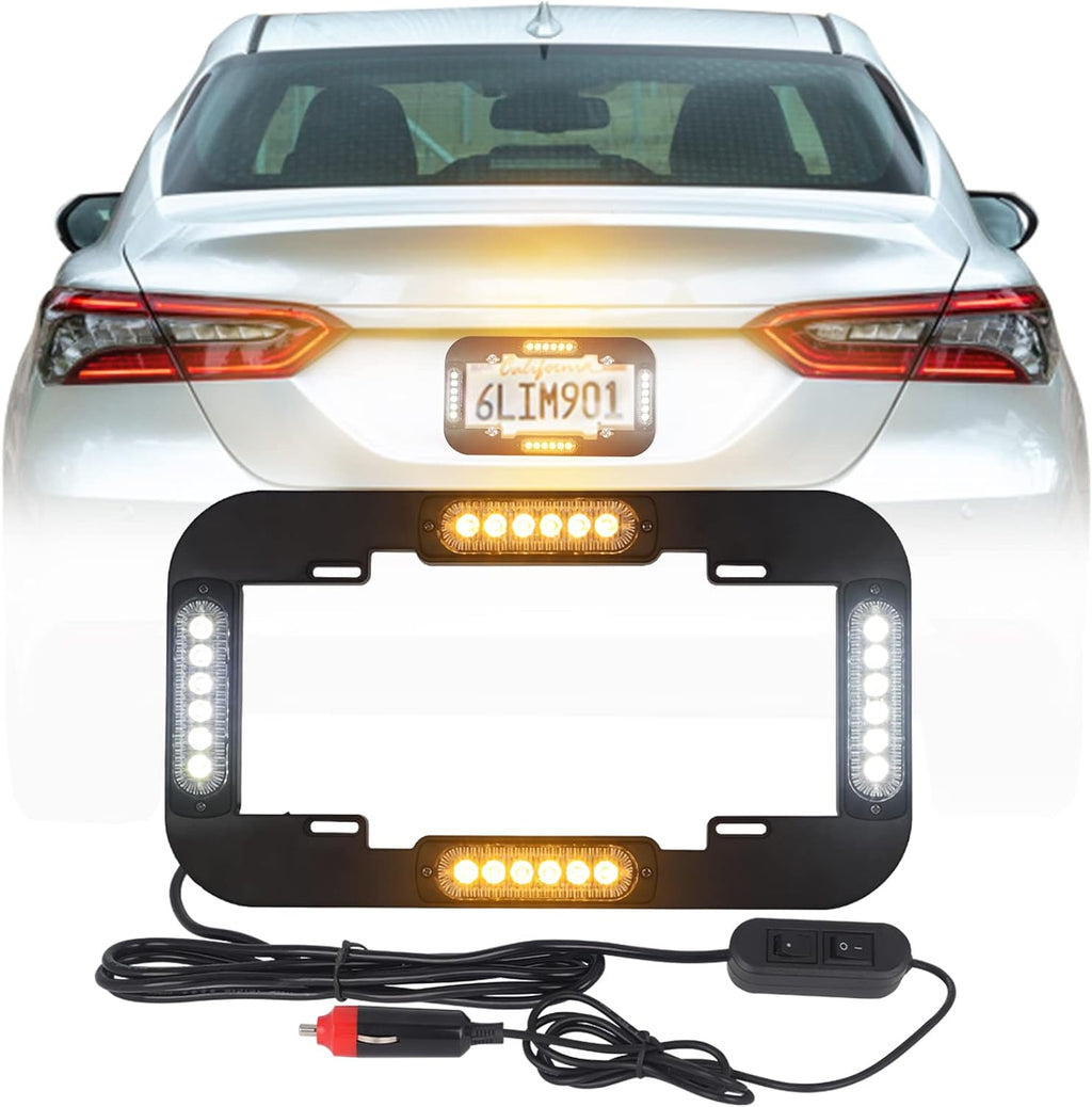 Amber and White 13.5 inch 24 LED Emergency Strobe Lights Pack of 2 T3318