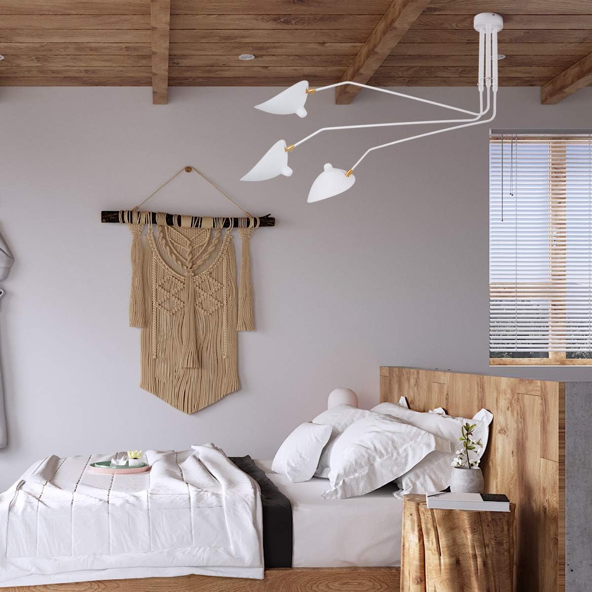Mid-Century Modern 3-Arms Ceiling Lamp with Adjustable Lamp Head G1325