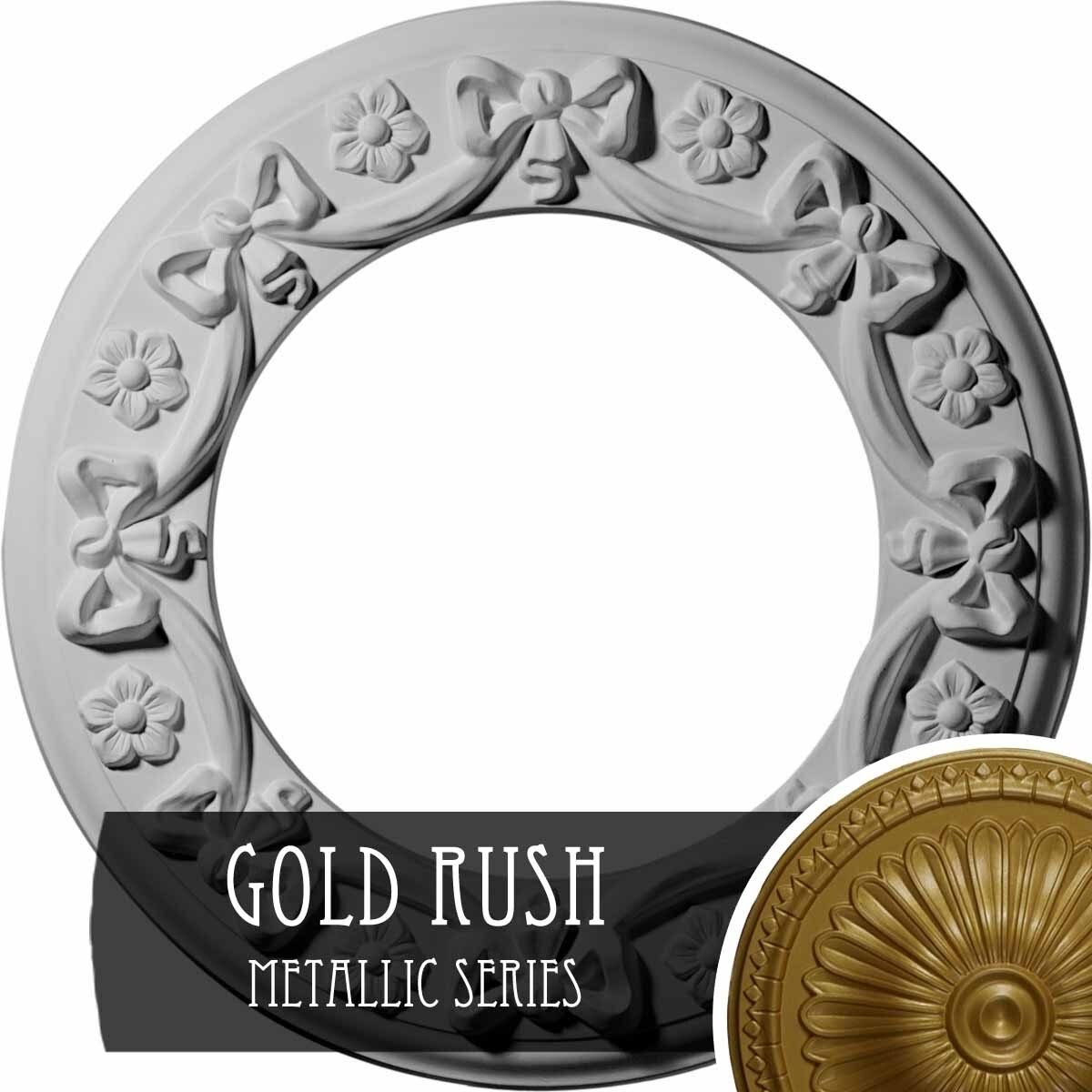 Ribbon with Bow Ceiling Medallion Hand-Painted Gold B6035