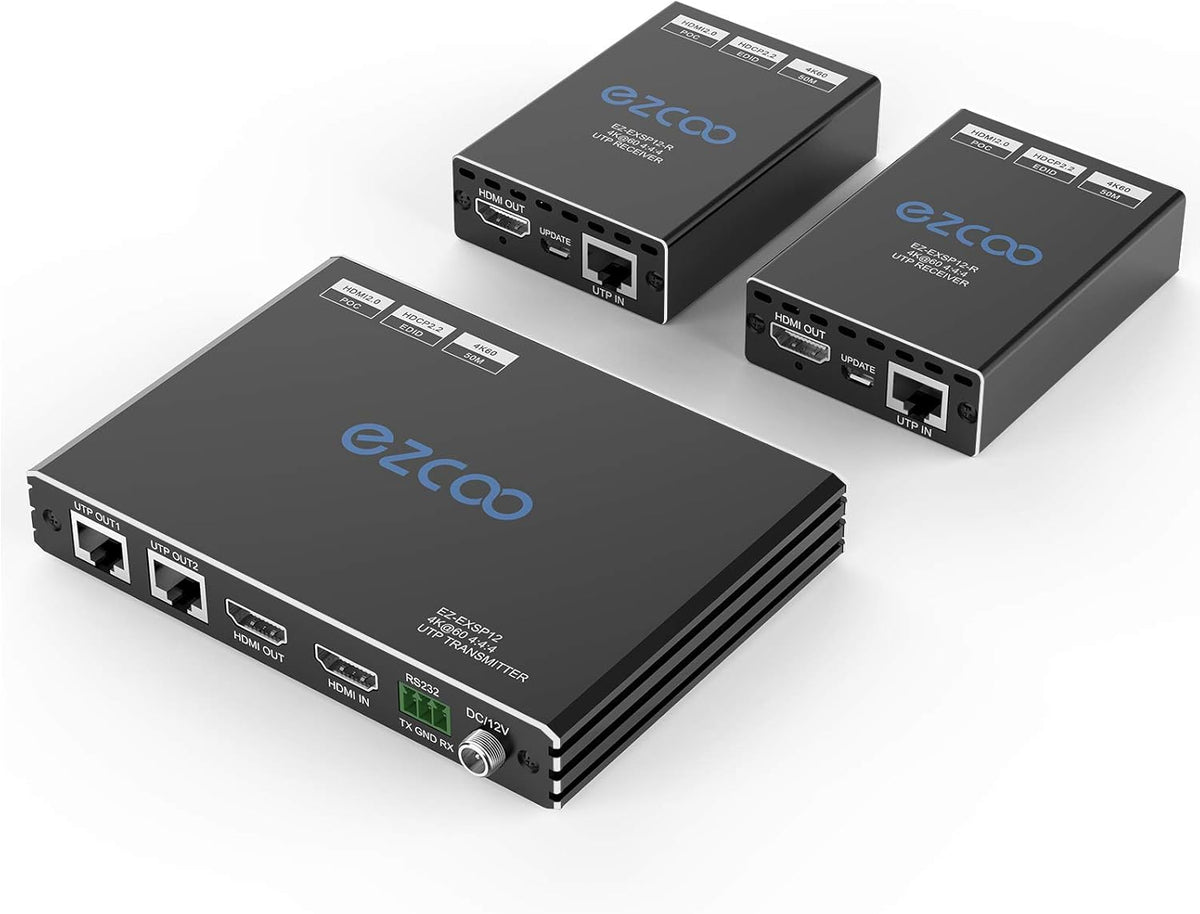 HDMI 2.0 Extender Splitter 4K 60Hz HDR 165ft with 2 Loopouts EDID IR PoE RS232 F6324
