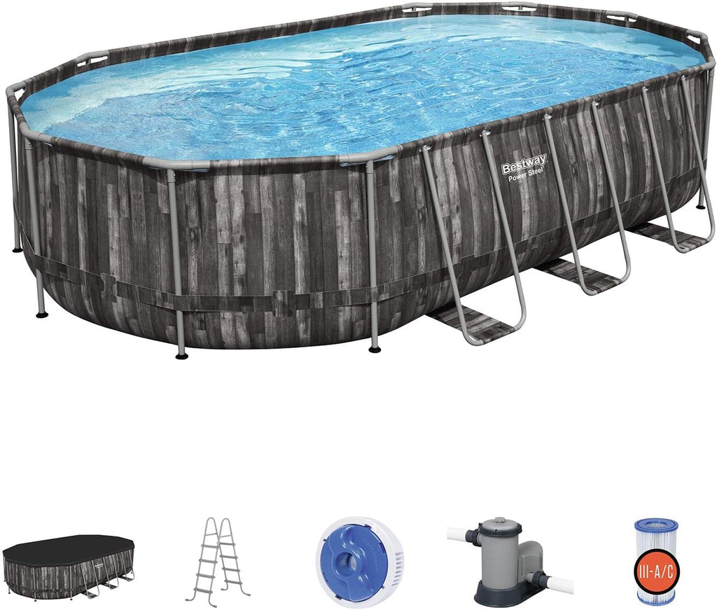 20 x 12 x 4 Foot Oval Above Ground Swimming Pool Set T7804
