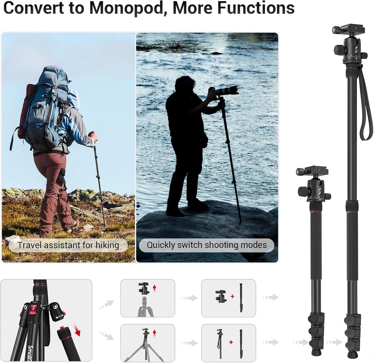 Foldable Aluminum Camera Tripod and Monopod N933581