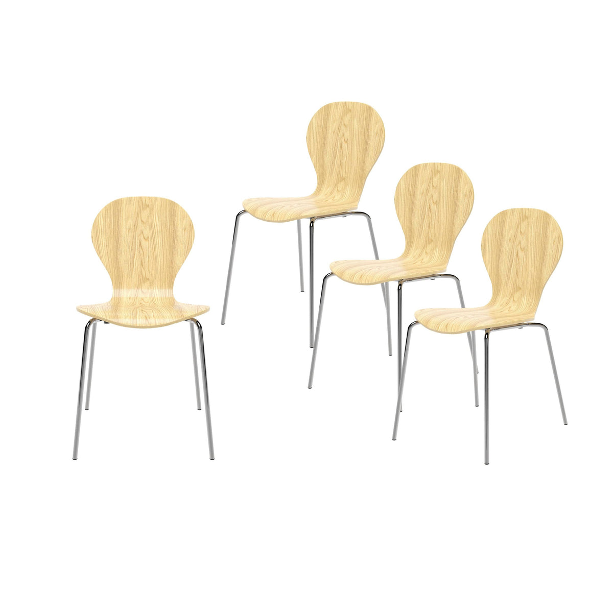 Mid Century Modern Armless Dining Chair Set of 4 Natural S251362
