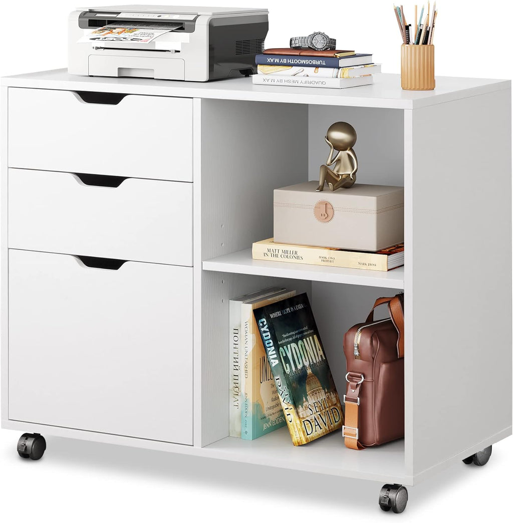 3 Drawer Wood File Cabinet with Storage Shelves I54175