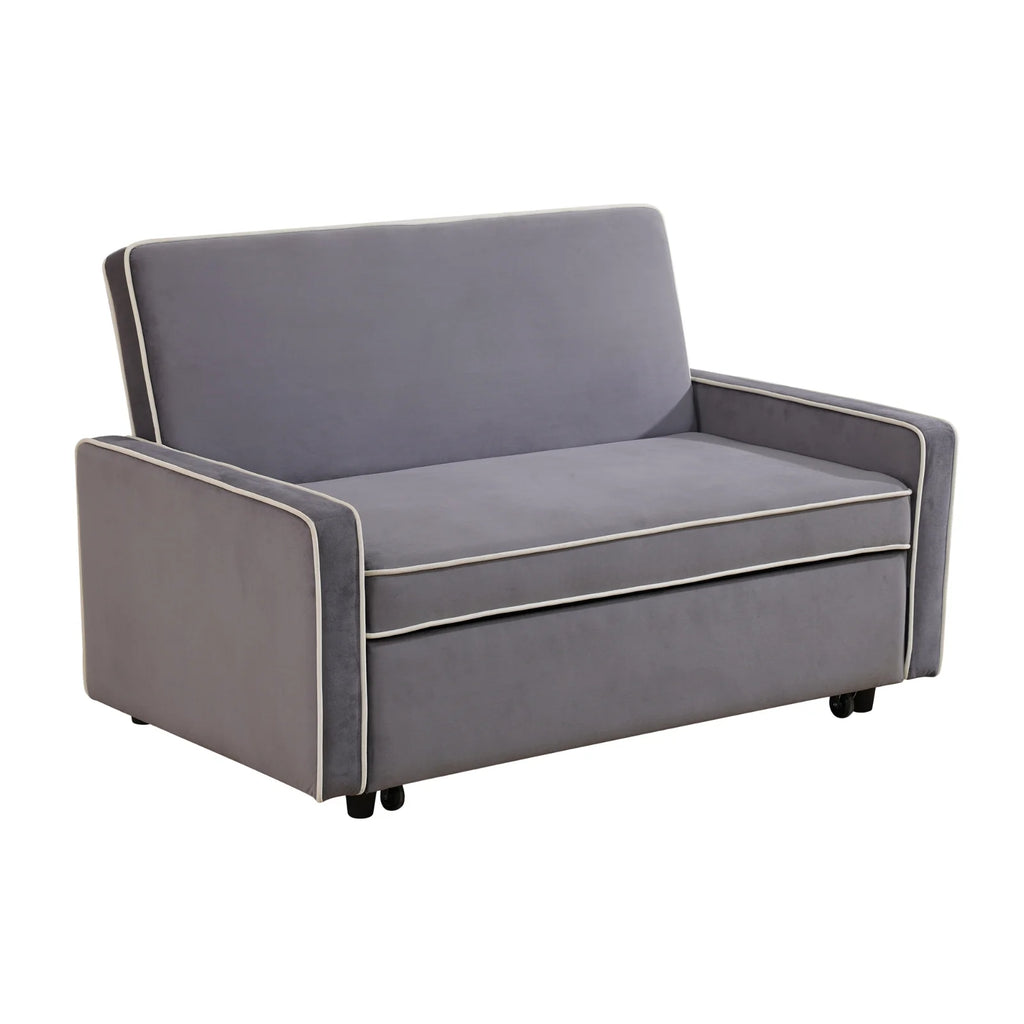 Brown Convertible Sofa Bed with Adjustable Backrest I849