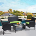 4 Pc PE Rattan Outdoor Furniture Set with Cushions J813283