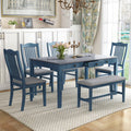 6 Piece Wood Dining Table Set with 4 Upholstered Chairs and Bench Q958
