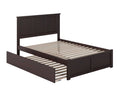 Espresso Full Solid Wood Platform Bed with Footboard & Trundle J150392