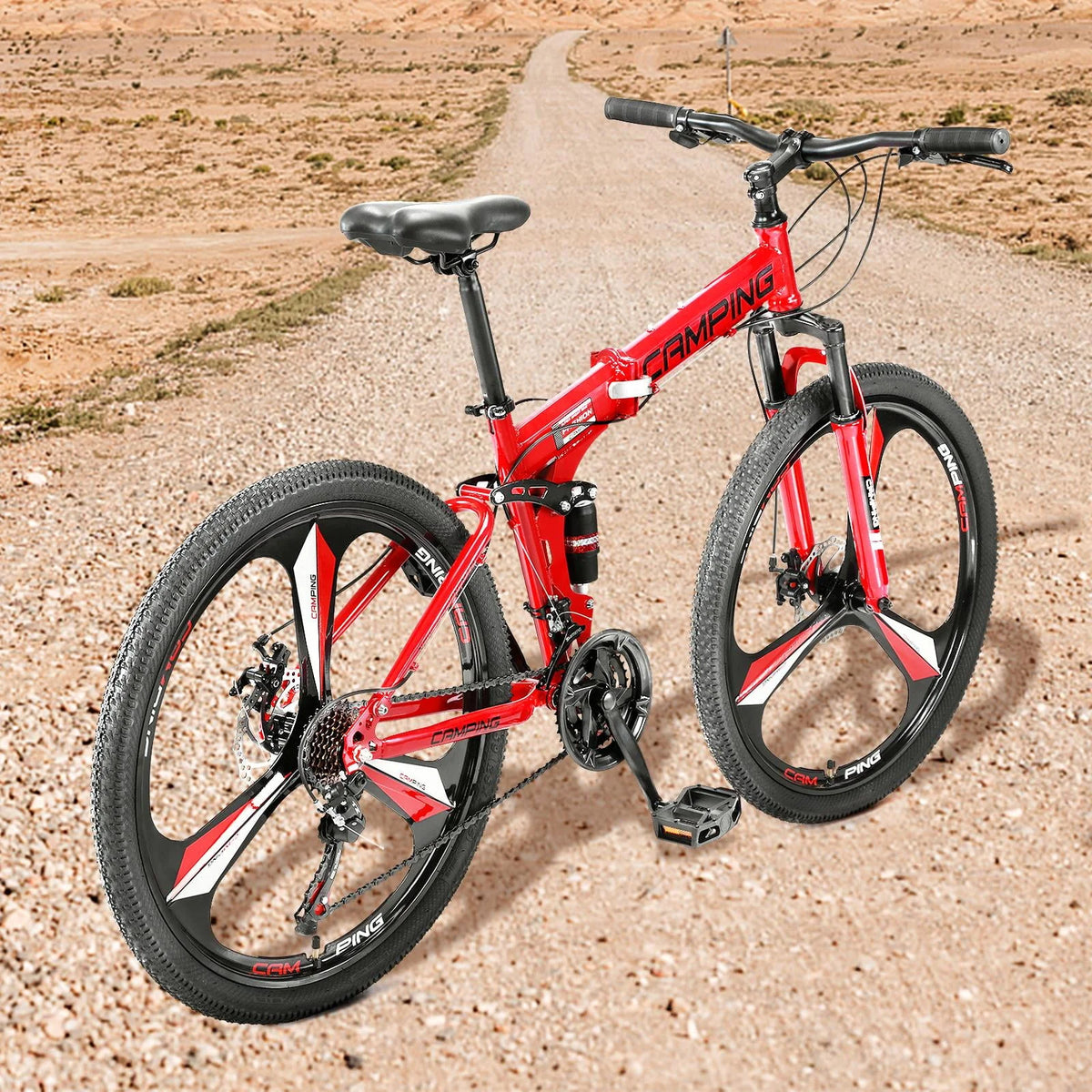 Folding Mountain Bike 21 Speed Black P5544
