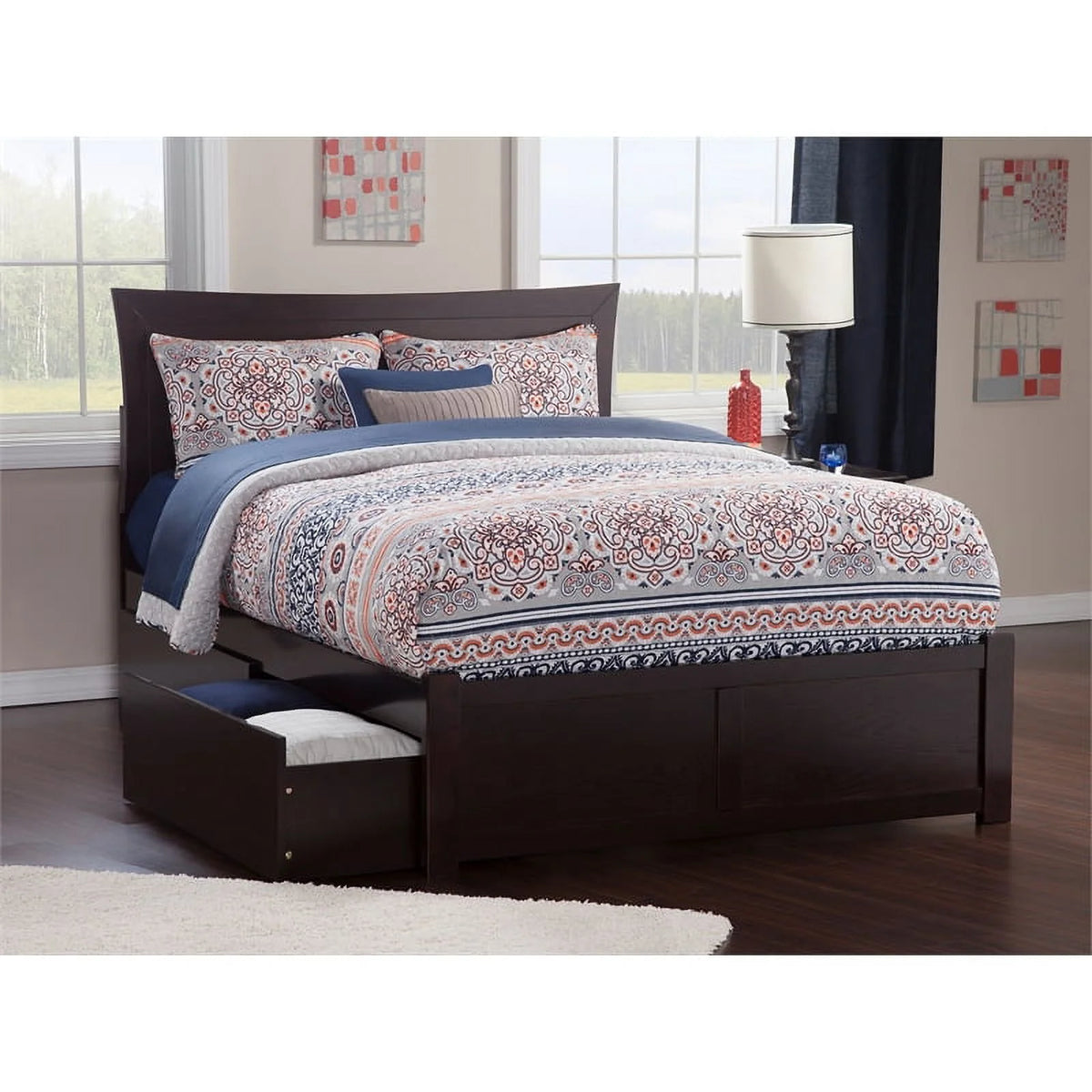 Espresso Solid Wood King Storage Platform Bed N764